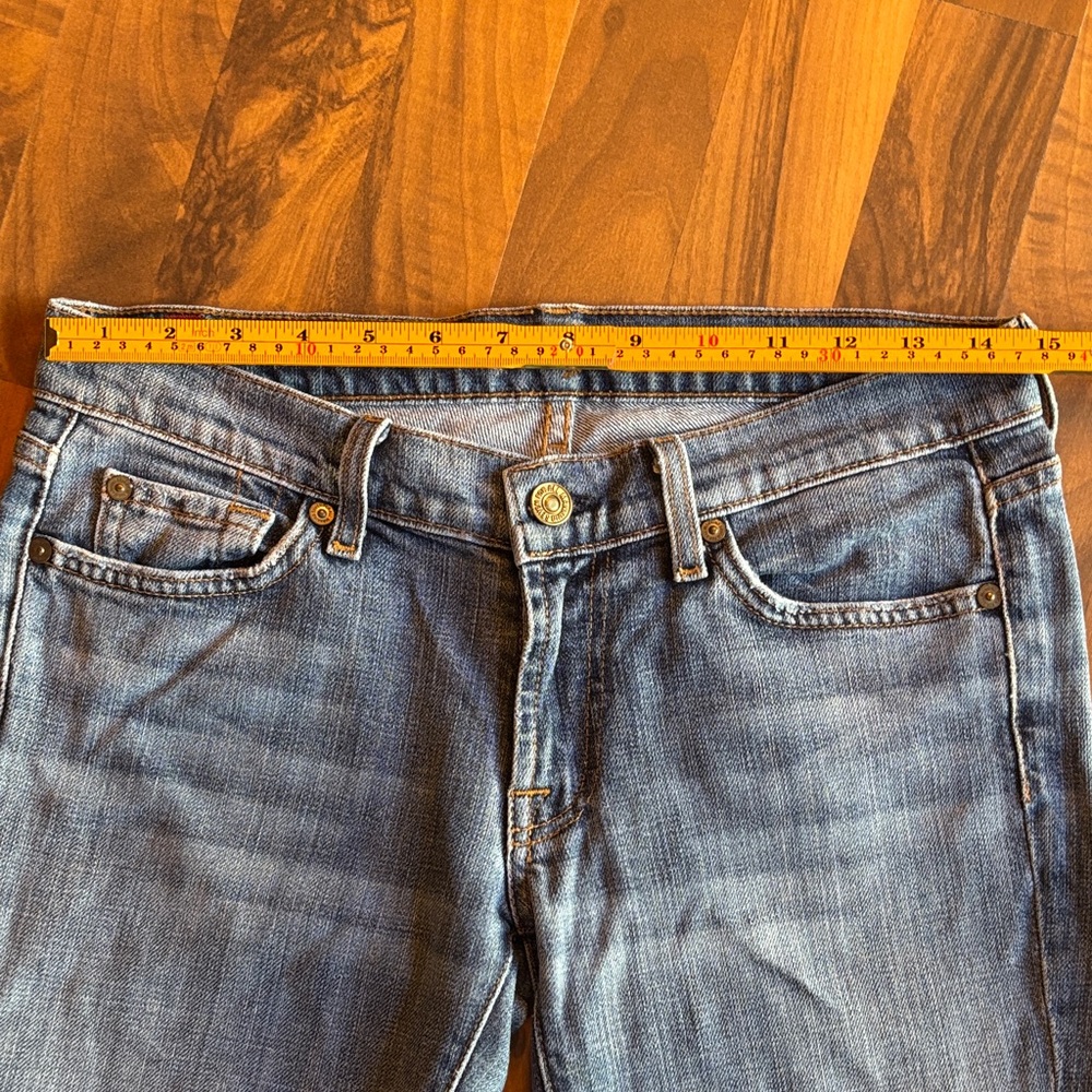 7 For All Mankind Women's Straight Leg Blue Jeans - Picture 5 of 11